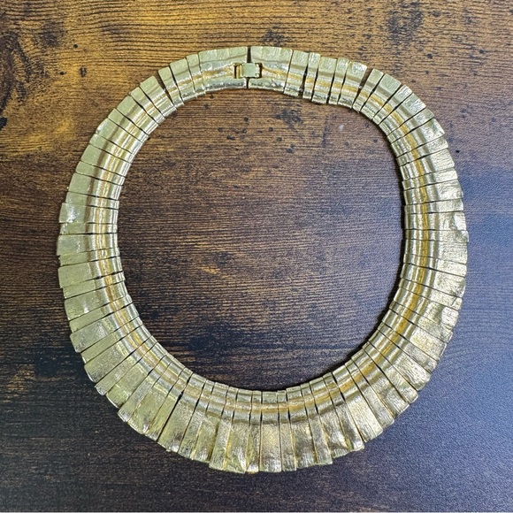 Les Bernard Gold Cleopatra Choker Necklace Egyptian Revival Vintage Unsigned - Picture 3 of 8